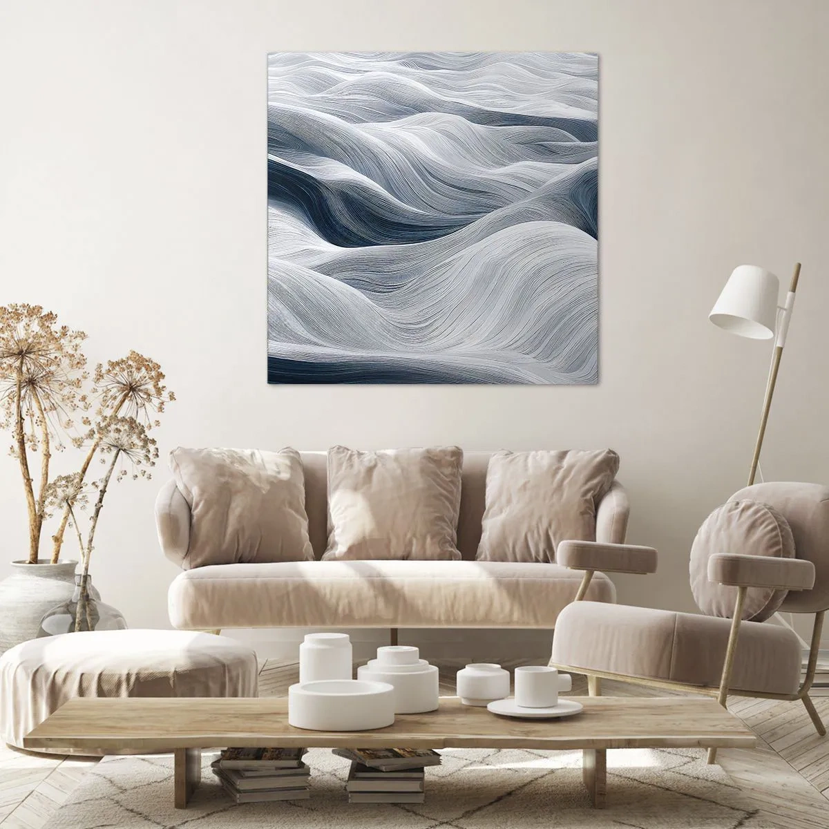 Impression sur toile - Image sur toile - Vagues blanches et bleues - 60x60 cm