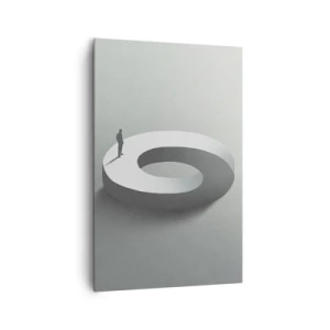 Impression sur toile - Image sur toile - Un homme sur une structure grise et abstraite - 80x120cm - Et sois intelligent ici - Décoration murale moderne pour le salon et la chambre ARTTOR