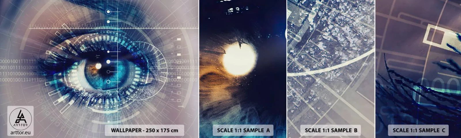 Échantillon de Papier Peint Autocollant Deluxe Sticker - Tu penses que tu me connais - Abstraction, Œil, Graphique - 100x30 cm