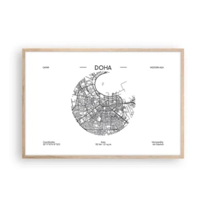 Affiche dans un chêne clair - Poster - Anatomie de Doha - 91x61 cm