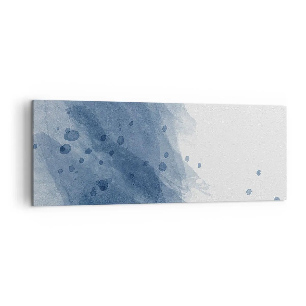 Impression sur toile - Image sur toile - Taches et stries abstraites dans des tons de bleu - 140x50cm - Tulle bleu - Décoration murale moderne pour le salon et la chambre ARTTOR