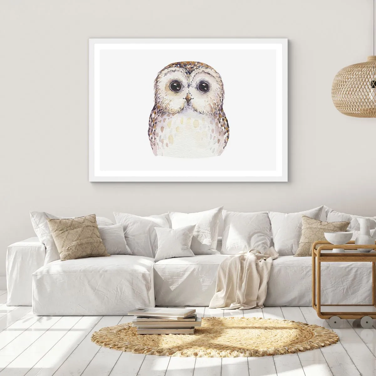 Affiche dans un cadre blanc - Poster - Regarde-moi dans les yeux - 100x70 cm