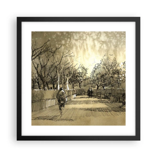 Affiche dans un cadre noir - Poster - Un moment arrêté avec une plume - 40x40 cm