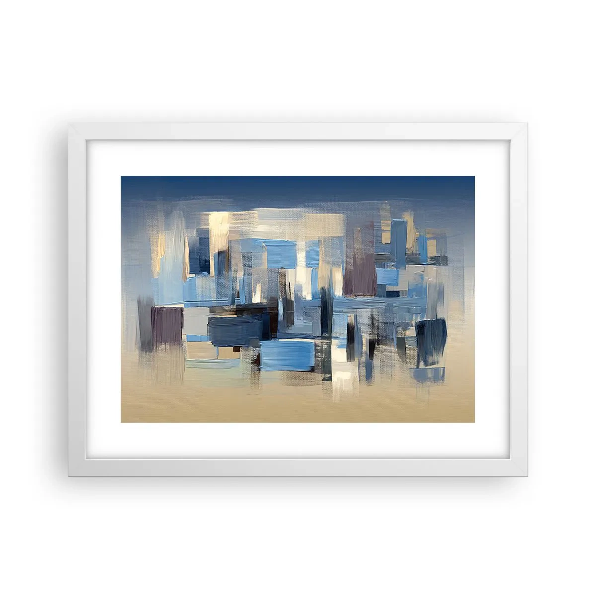 Affiche dans un cadre blanc - Poster - Construction bleue - 40x30 cm