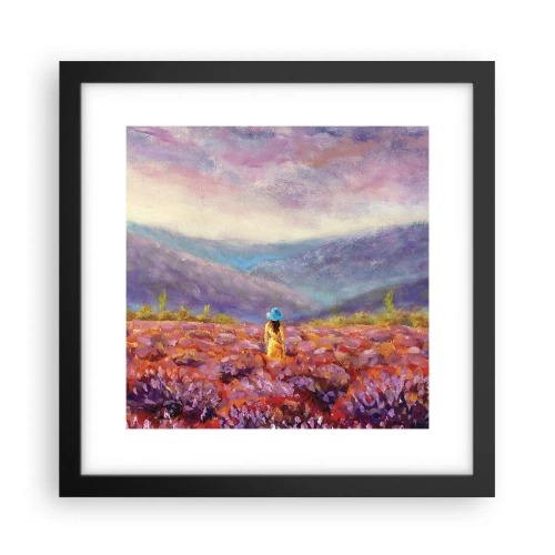 Affiche dans un cadre noir - Poster - Dans un monde lavande - 30x30 cm