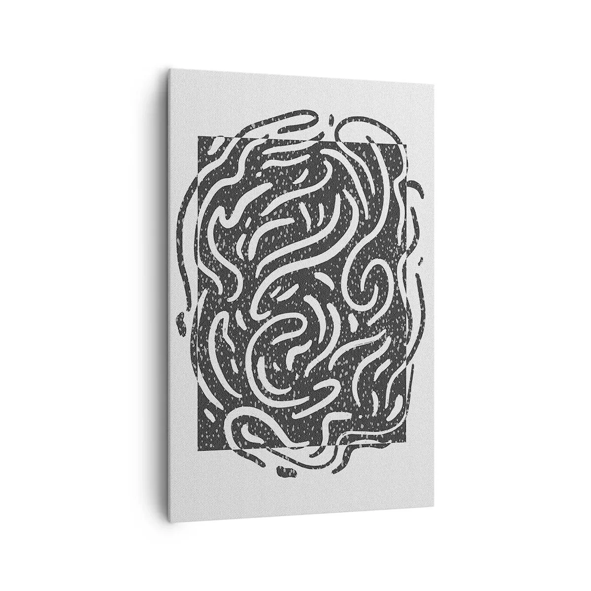 Impression sur toile - Image sur toile - Abstraction en noir et blanc dans un style géométrique - 80x120cm - Abstraction : la danse de la joie - Décoration murale moderne pour le salon et la chambre ARTTOR