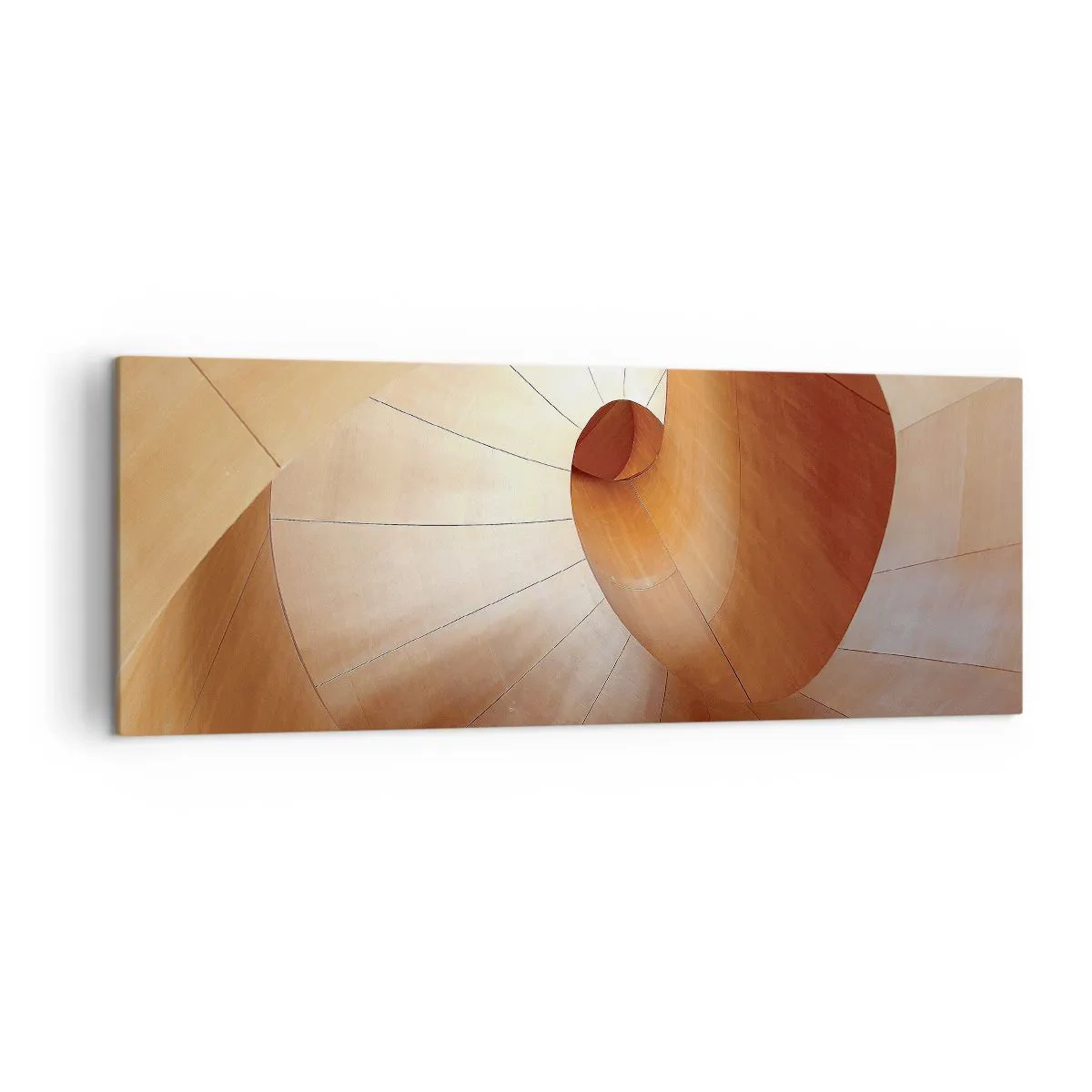 Impression sur toile - Image sur toile - Spirale abstraite dans les tons bois et marron clair - 140x50cm - Serpentin architectural - Décoration murale moderne pour le salon et la chambre ARTTOR