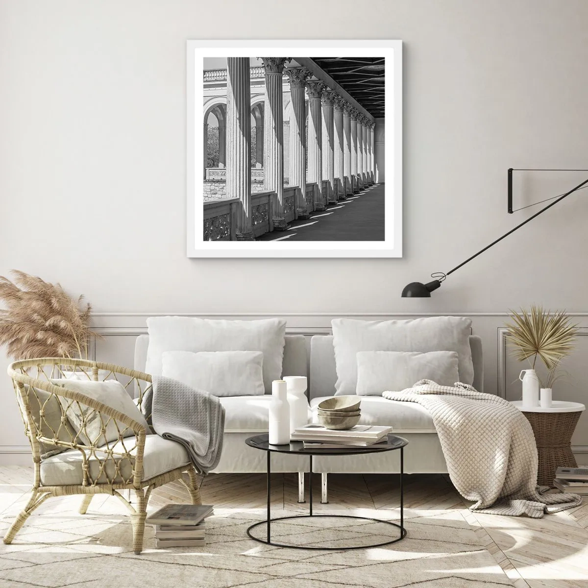 Affiche dans un cadre blanc - Poster - Arcade ensoleillée - 30x30 cm