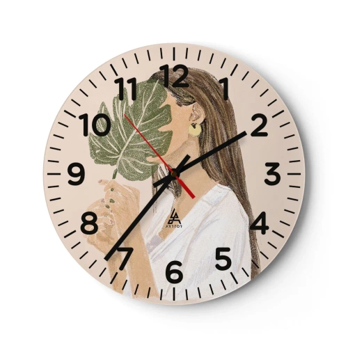 Horloge murale - Pendule murale - Portrait mystérieux avec un éventail - 30x30 cm