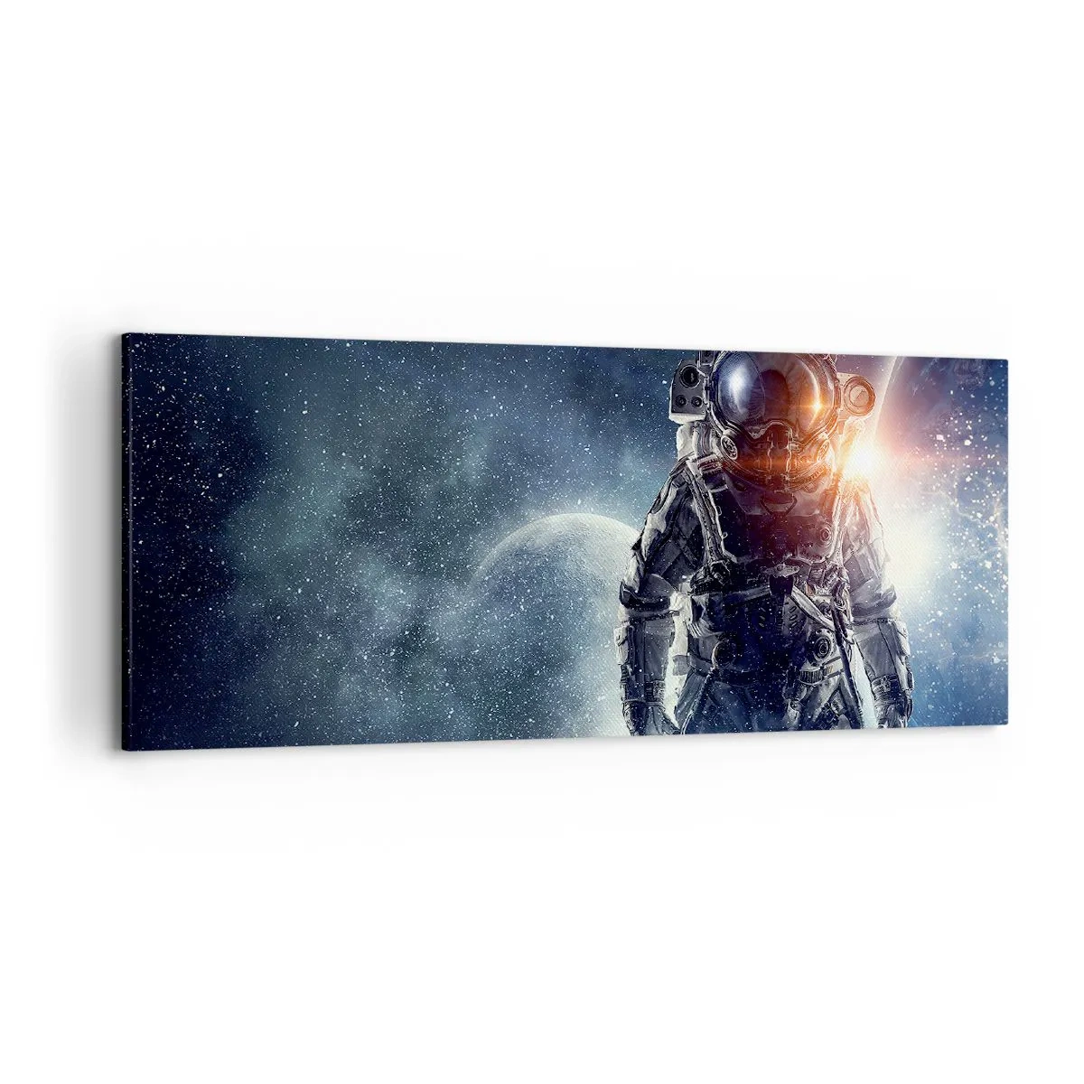 Impression sur toile - Image sur toile - Astronaute avec en arrière-plan l'espace et la planète Terre - 120x50cm - Aventure spatiale - Décoration murale moderne pour le salon et la chambre ARTTOR