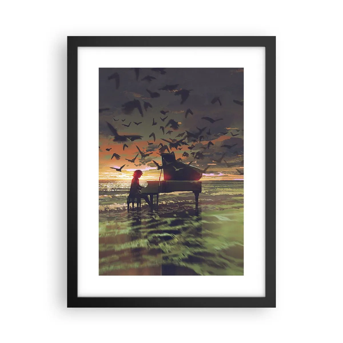 Affiche dans un cadre noir - Poster - Concert pour piano et vagues - 30x40 cm