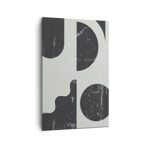 Impression sur toile - Image sur toile - Motifs géométriques dans les tons de noir et de gris - 80x120cm - Composition dessus et dessous - Décoration murale moderne pour le salon et la chambre ARTTOR