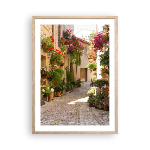 Affiche dans un chêne clair - Poster - Une inondation de fleurs  - 50x70 cm