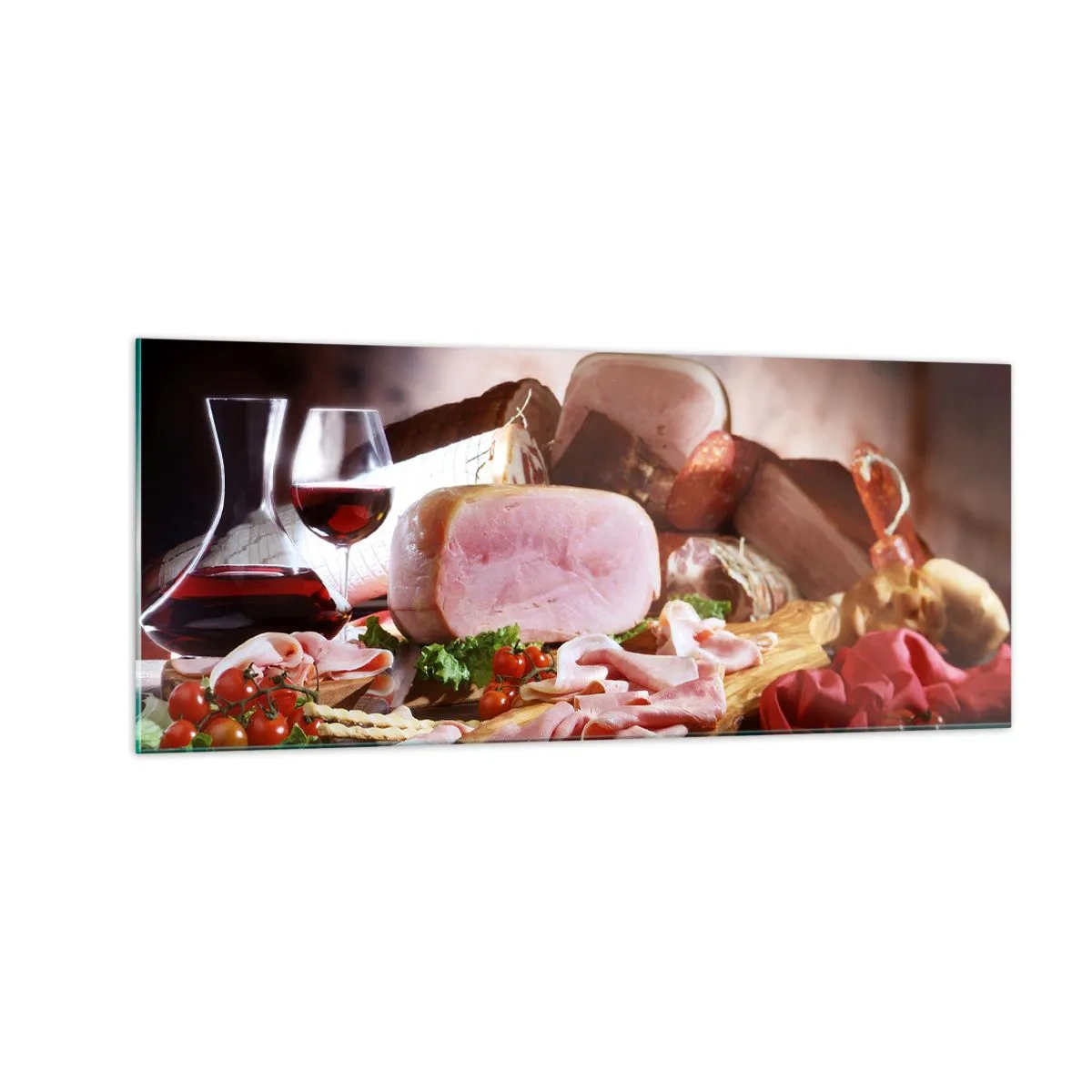 Impression sur verre - Image sur verre - Un rêve culinaire avec une carafe - 100x40 cm