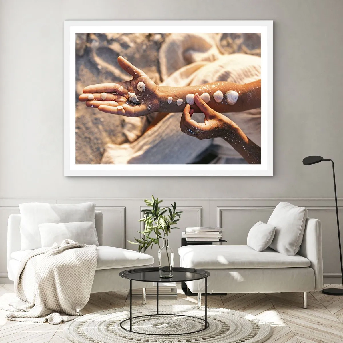 Affiche dans un cadre blanc - Poster - La beauté à portée de main - 100x70 cm