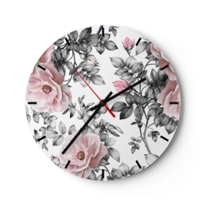 Horloge murale - Pendule murale - Se perdre dans les fleurs des roses - 40x40 cm