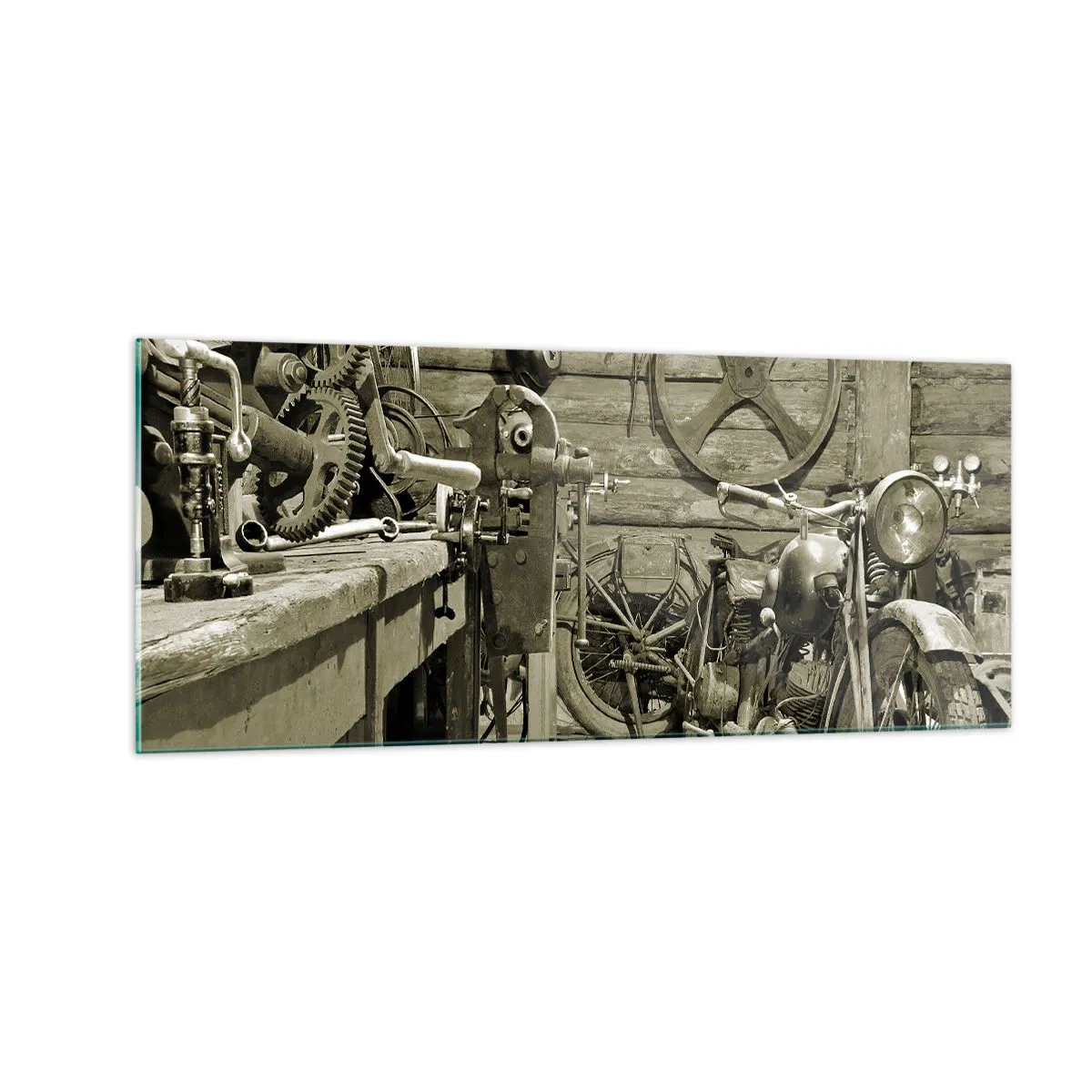 Impression sur verre - Image sur verre - Dans le hangar de l'oncle Władek - 100x40 cm