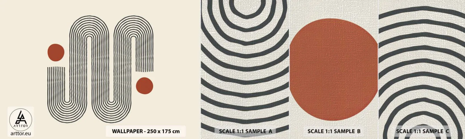 Échantillon de Papier Peint Premium Canvas - Du début à la fin - Abstraction, Graphique, Minimalisme - 100x30 cm