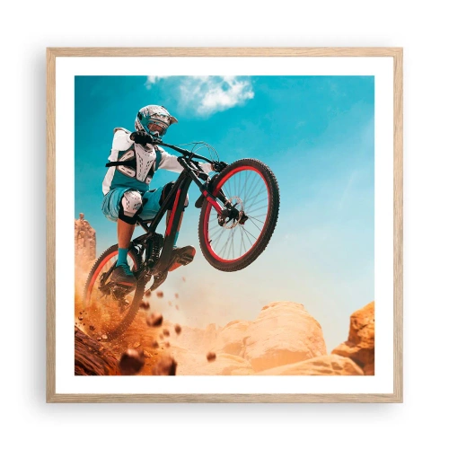 Affiche dans un chêne clair - Poster - Démon de la folie du vélo - 60x60 cm