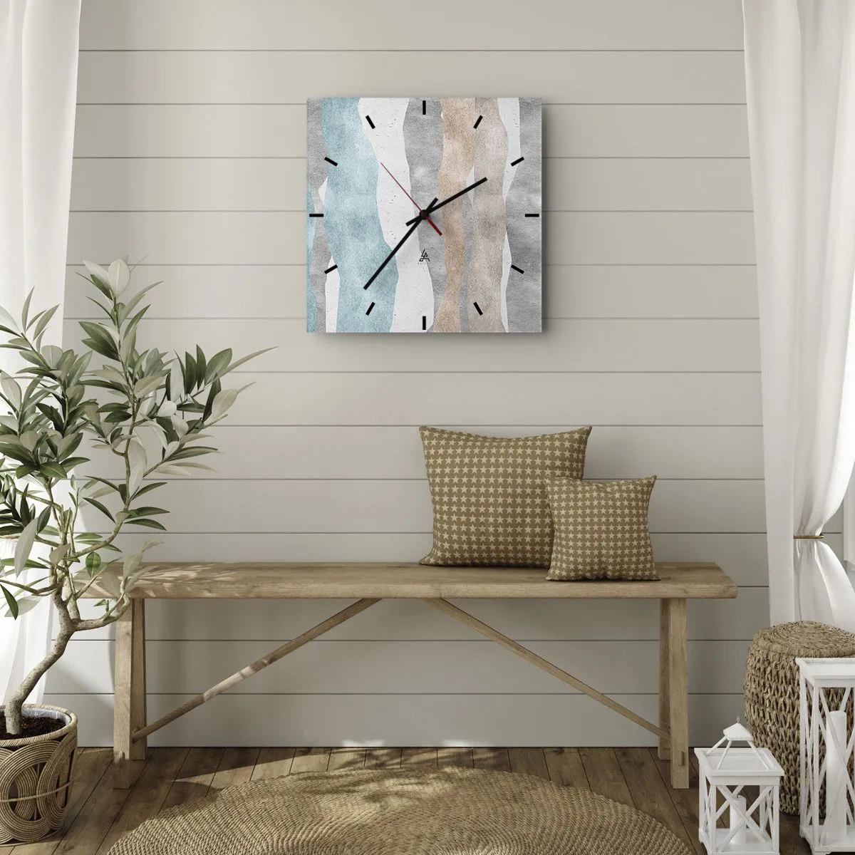 Horloge murale - Pendule murale - Rayures abstraites aux tons pastel - 30x30cm - Une étude de proximité - Décoration murale moderne pour le salon et la chambre ARTTOR
