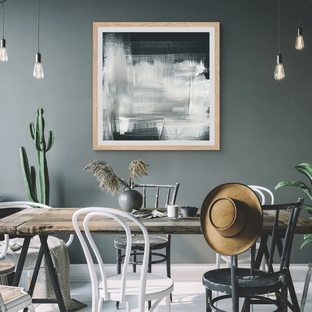 Affiche dans un chêne clair - Poster - Tissé à la verticale et à l'horizontale - 60x60 cm