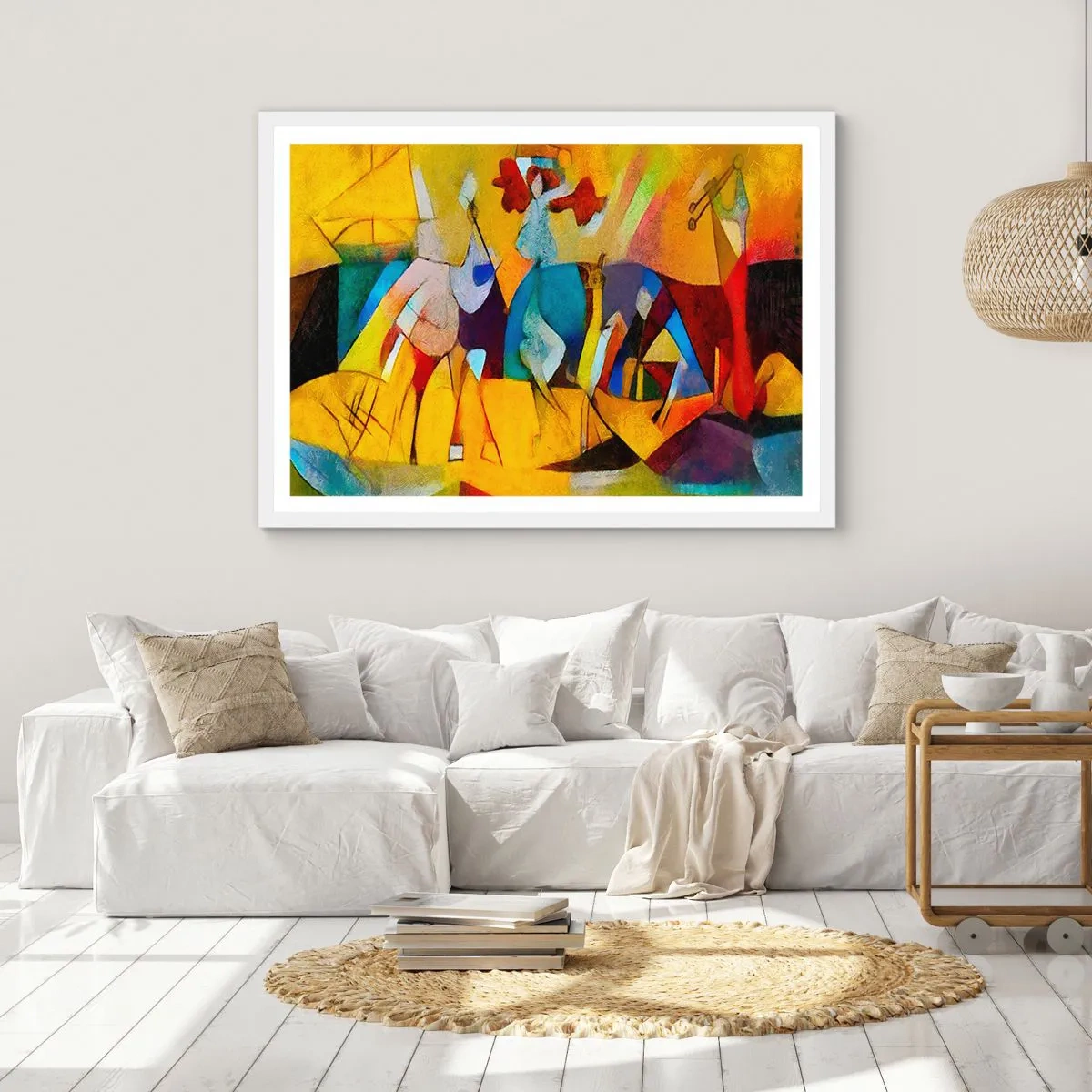 Affiche dans un cadre blanc - Poster - Soleil - vie - joie - 91x61 cm