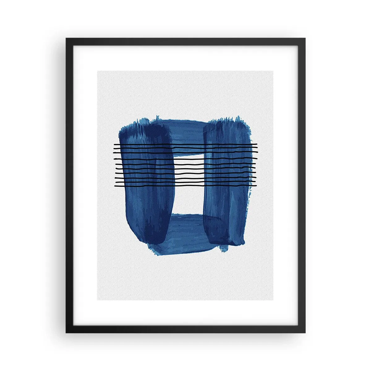 Affiche dans un cadre noir - Poster - Composition noire-bleue - 40x50 cm