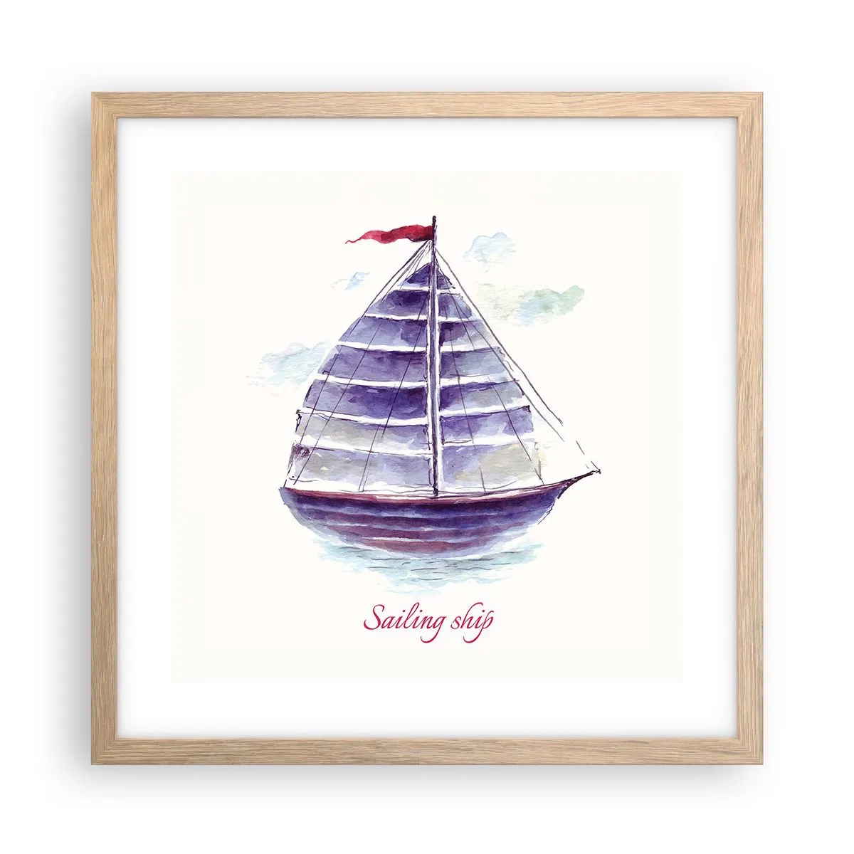 Affiche dans un chêne clair - Poster - Plein de voiles et d’eau calme - 40x40 cm