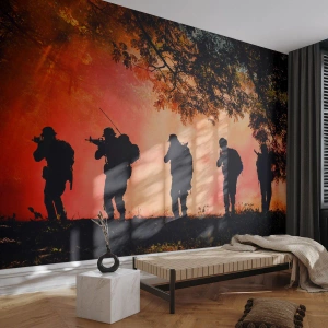 Papier Peint Autocollant Deluxe Sticker - … Tous pour un. - Soldat, Arme, Fusil - 200x140 cm