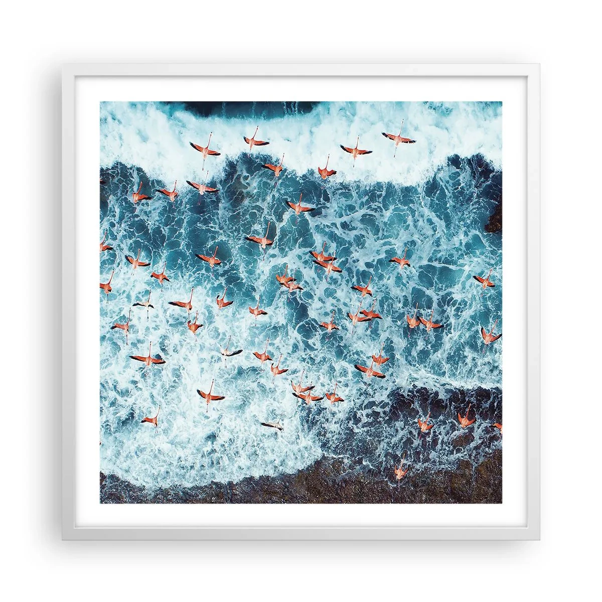 Affiche dans un cadre blanc - Poster - Défilé du bord de mer - 60x60 cm