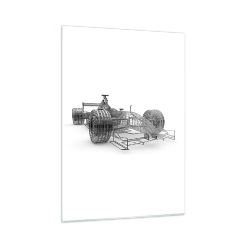 Impression sur verre - Image sur verre - Dessin technique de style 3D d'une voiture de course - 50x70cm - Design parfait - idée de course - Décoration murale moderne pour le salon et la chambre ARTTOR
