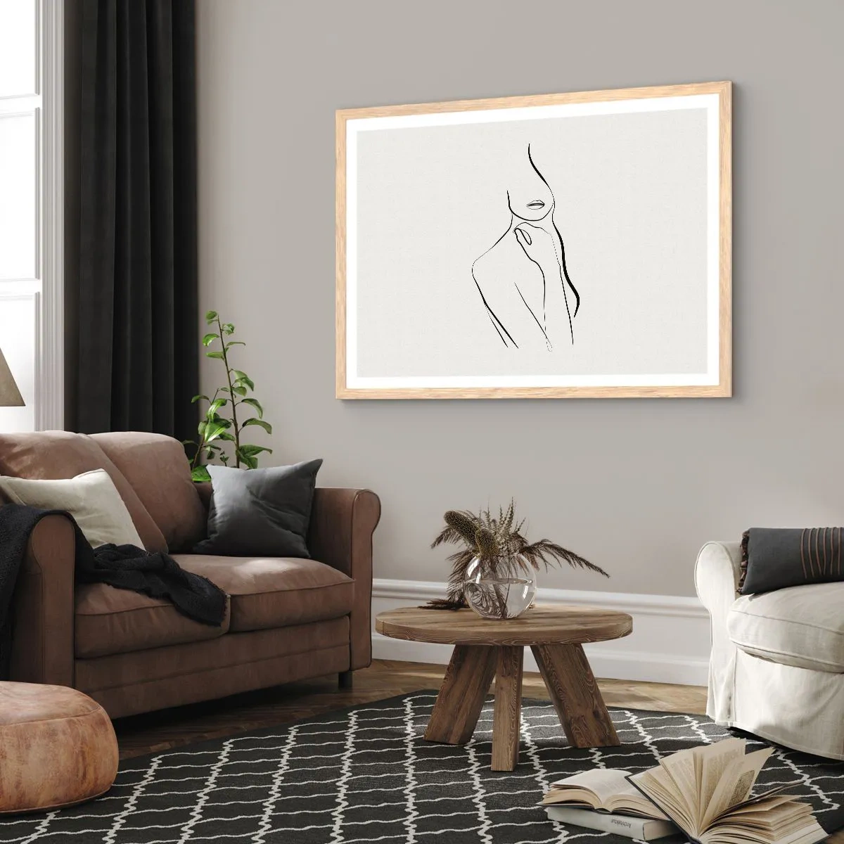 Affiche dans un chêne clair - Poster - Vague de mélancolie - 91x61 cm