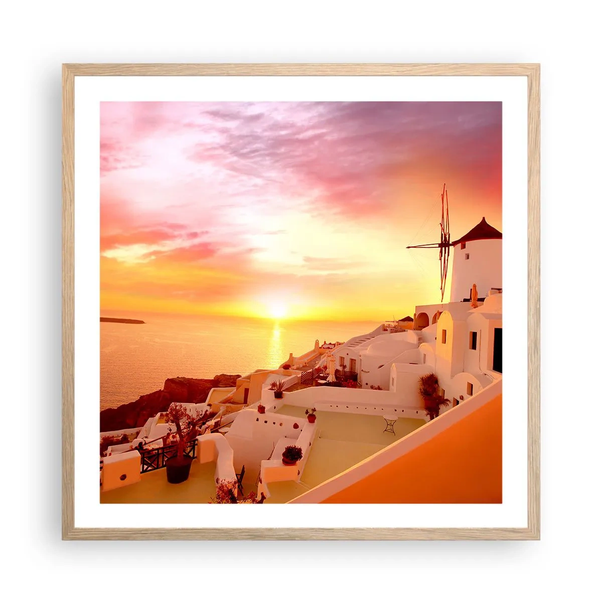 Affiche dans un chêne clair - Poster - Fondre en blanc et or - 60x60 cm