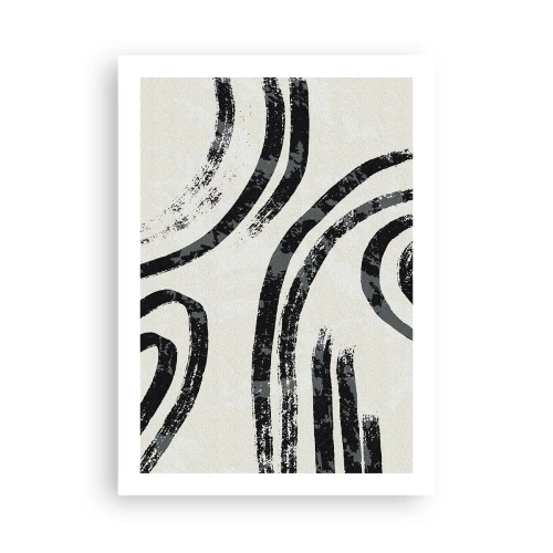 Affiche - Poster - Lignes noires abstraites sur fond clair - 50x70cm - À moitié arrêté - Décoration murale moderne pour le salon et la chambre ARTTOR