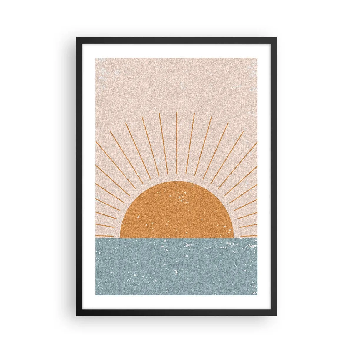 Affiche dans un cadre noir - Poster - Soleil vintage minimaliste à l'horizon - 50x70cm - Un miracle au quotidien - Décoration murale moderne pour le salon et la chambre ARTTOR