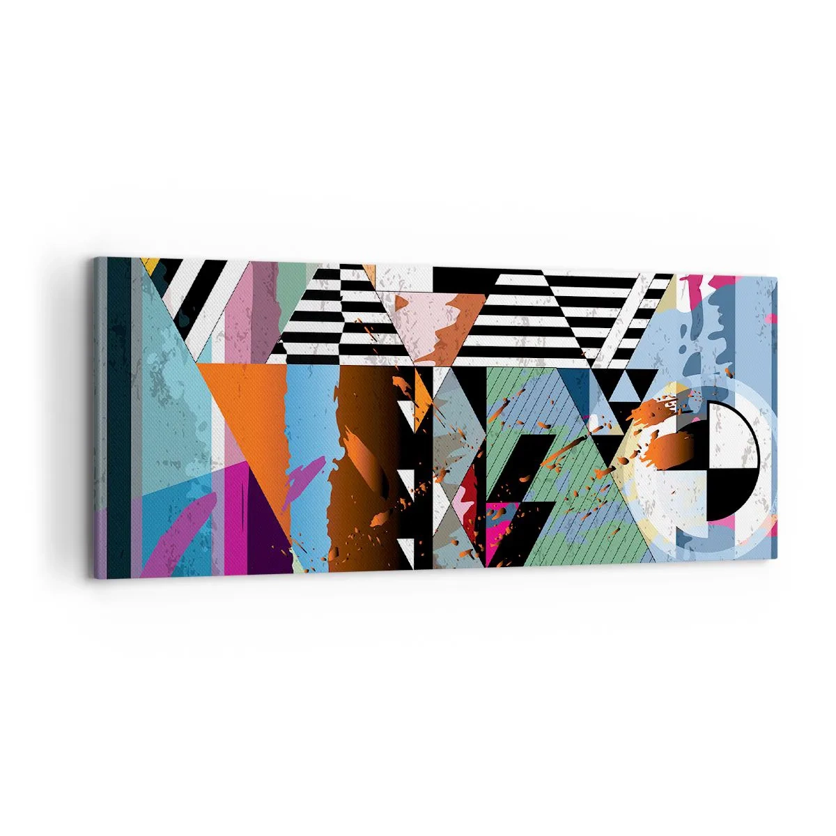 Impression sur toile - Image sur toile - Composition géométrique abstraite aux couleurs vives - 120x50cm - Géométrique et organique - Décoration murale moderne pour le salon et la chambre ARTTOR