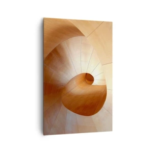 Impression sur toile - Image sur toile - Spirale abstraite dans les tons bois et marron clair - 80x120cm - Serpentin architectural - Décoration murale moderne pour le salon et la chambre ARTTOR