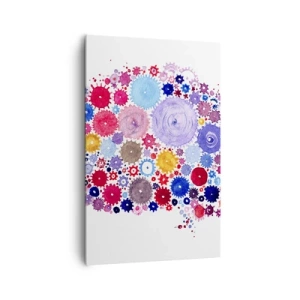 Impression sur toile - Image sur toile - Cerveau abstrait coloré avec un motif floral - 80x120cm - La machine la plus parfaite de la nature - Décoration murale moderne pour le salon et la chambre ARTTOR