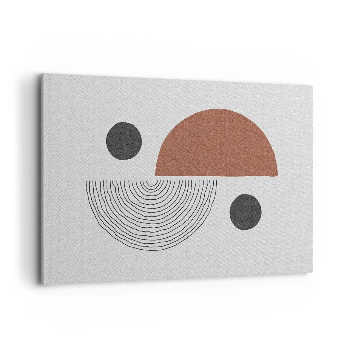 Impression sur toile - Image sur toile - Formes géométriques dans les tons de marron et de noir - 120x80cm - Perfection de la roue - Décoration murale moderne pour le salon et la chambre ARTTOR