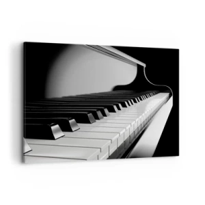 Impression sur toile - Image sur toile - Touches de piano dans une élégante photo en noir et blanc - 100x70cm - Harmonie des formes et des couleurs - Décoration murale moderne pour le salon et la chambre ARTTOR
