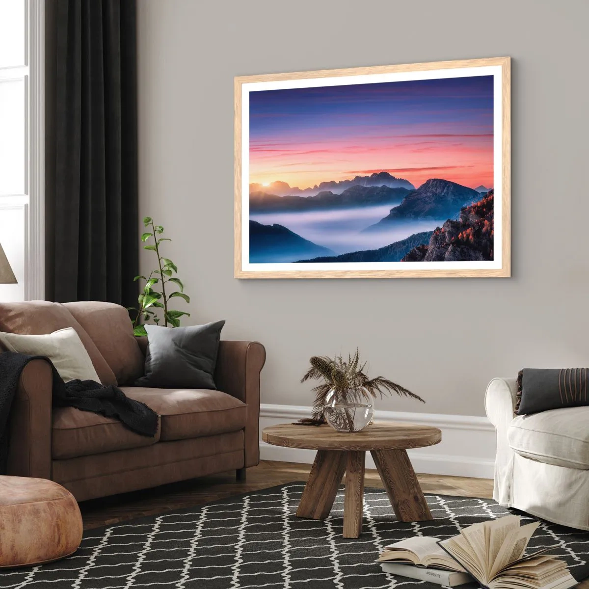 Affiche dans un chêne clair - Poster - Au-dessus des vallées - 40x30 cm