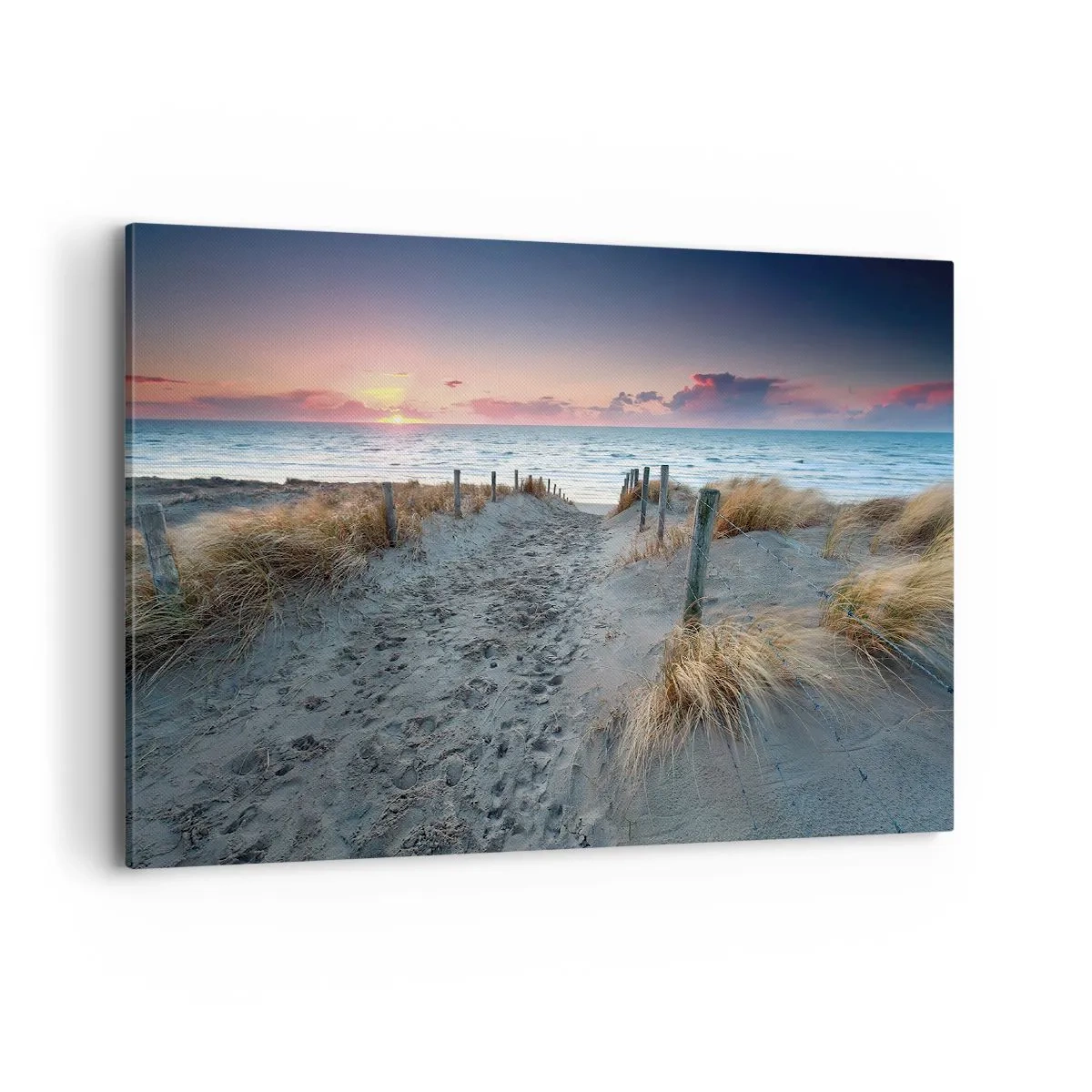 Impression sur toile - Image sur toile - Chemin menant à la plage au coucher du soleil - 100x70cm - Tu as versé l'éclat de l'arc-en-ciel sur les flots - Décoration murale moderne pour le salon et la chambre ARTTOR