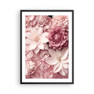 Affiche dans un cadre noir - Poster - Fleurs roses dans une composition élégante - 50x70cm - Dans les pétales roses - Décoration murale moderne pour le salon et la chambre ARTTOR