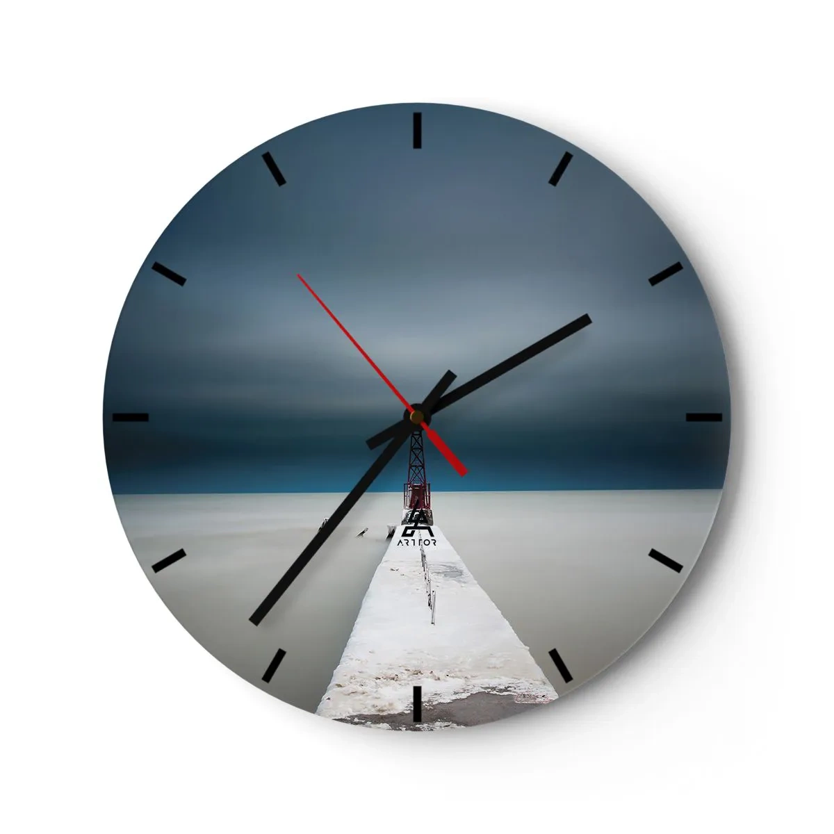 Horloge murale - Pendule murale - Un pont minimaliste menant au phare face à la mer - 30x30cm - À la rencontre de l'immensité - Décoration murale moderne pour le salon, la cuisine et la chambre ARTTOR