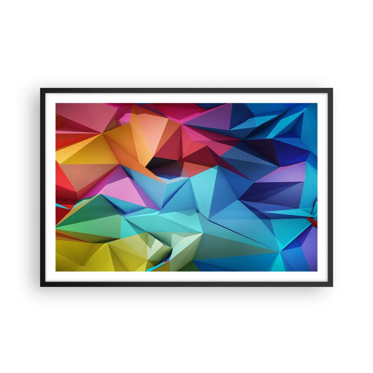 Affiche dans un cadre noir - Poster - Origami arc-en-ciel - 91x61 cm