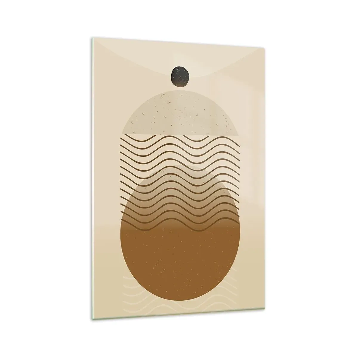 Impression sur verre - Image sur verre - Abstraction géométrique avec des cercles et des lignes ondulées aux couleurs chaudes. - 80x120cm - Sur l'origine des figures géométriques - Décoration murale moderne pour le salon et la chambre ARTTOR