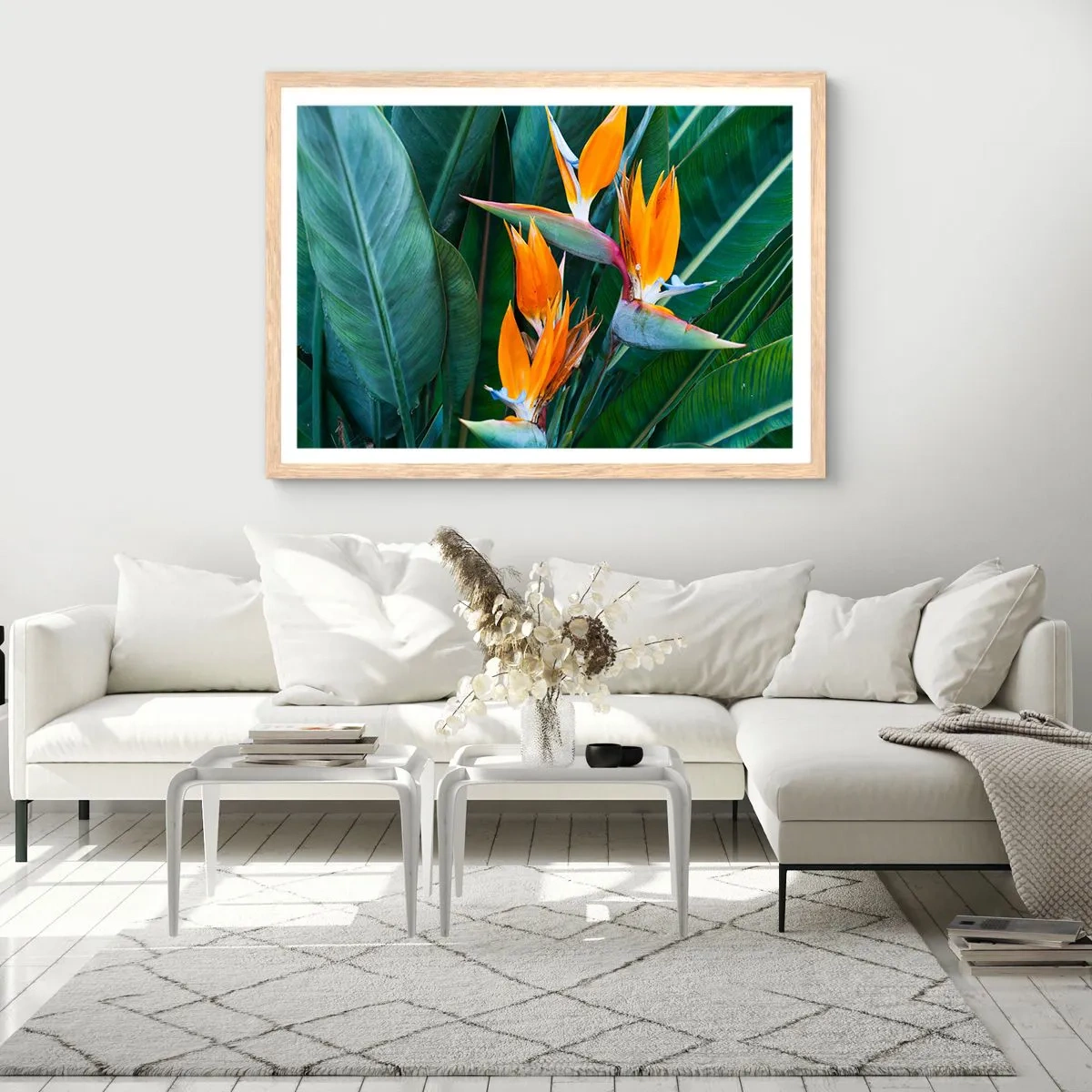 Affiche dans un chêne clair - Poster - Est-ce une fleur, est-ce un oiseaux? - 70x50 cm