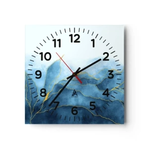 Horloge murale - Pendule murale - Bleu doré - 40x40 cm