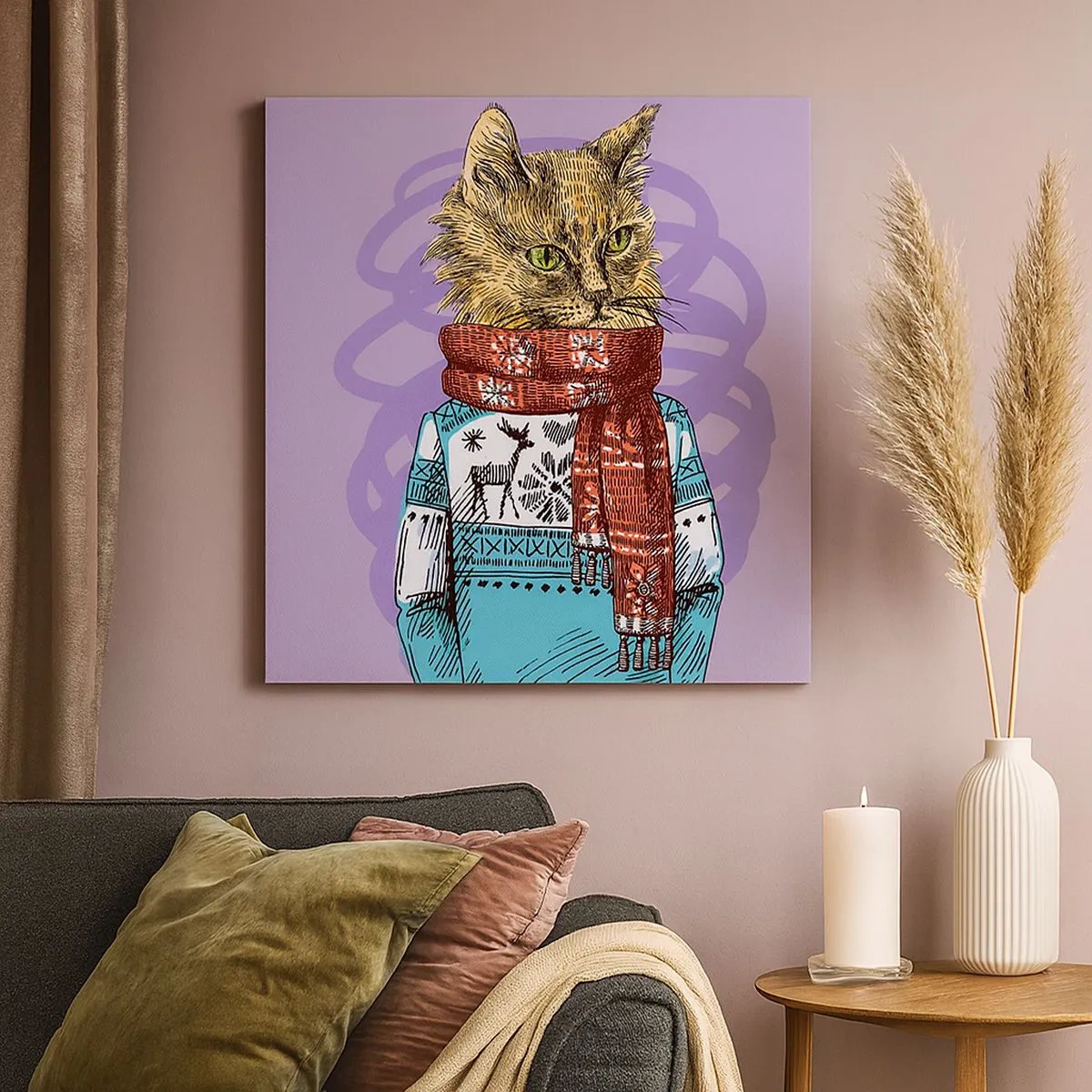 Impression sur toile - Image sur toile - Le chat, pas uniquement dans les chaussures - 30x30 cm