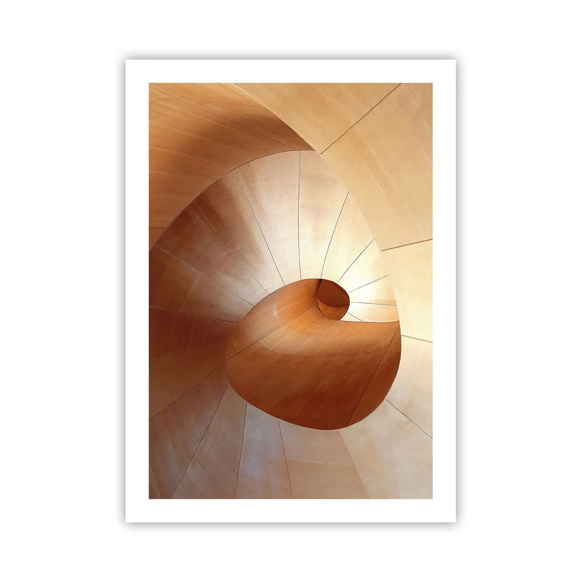 Affiche - Poster - Structure en spirale en bois avec une teinte dorée - 50x70cm - Serpentin architectural - Décoration murale moderne pour le salon et la chambre ARTTOR